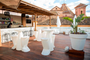 relaxing space at rooftop bar in malaga